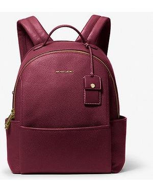 Michael Kors Sable Medium Pebbled Leather Backpack - Red