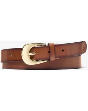 MICHAEL Michael Kors Mk Burnished Leather Belt - White