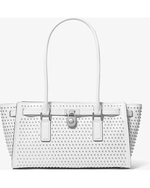 MICHAEL Michael Kors Mk Hamilton Moderne Small Grommeted Leather Satchel - White