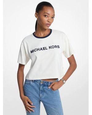 MICHAEL Michael Kors Mk Appliquéd Cotton T-Shirt - White