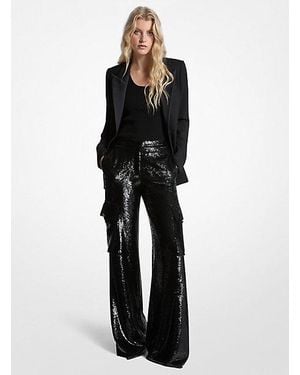 Michael Kors Mk Sequined Georgette Cargo Pants - Black