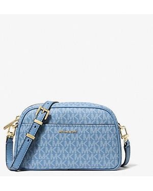 Michael Kors Jet Set Small Signature Logo Camera Crossbody Bag - Blue