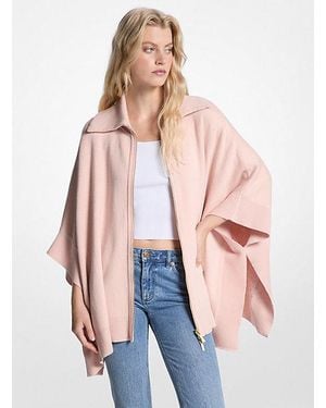 Michael Kors Reversible Logo Cotton Blend Zip-Up Poncho - Pink