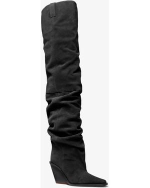 MICHAEL Michael Kors Noemie Suede Over-The-Knee Boot - Black