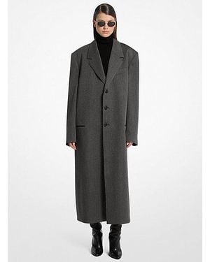 Michael Kors Covert Twill Wool Slouch Coat - Gray