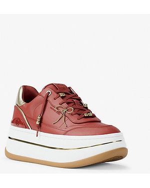 Michael Kors Hayes Embellished Leather Platform Sneaker - Red