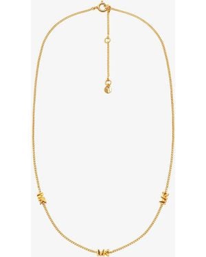 Michael Kors Mk Precious Metal-Plated Sterling Logo Necklace - White