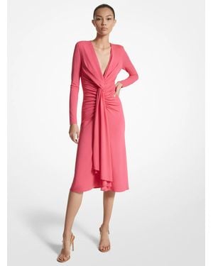 Michael Kors Knot Front Long Sleeve Knit Dress - Red