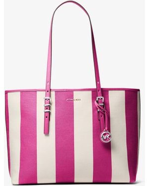 MICHAEL Michael Kors Mk Quinn Large Striped Canvas Tote Bag - Pink