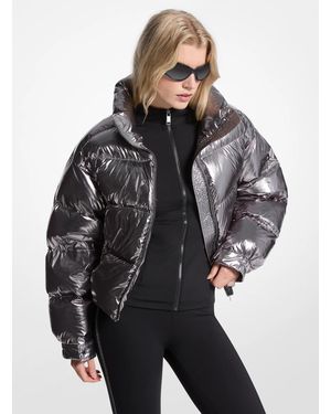 Michael Kors Metallic Nylon Ciré Puffer Jacket - Grey