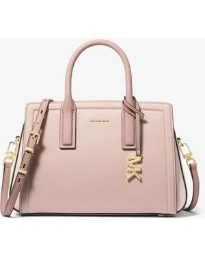 MICHAEL Michael Kors Laila Small Color-Block Pebbled Leather Satchel - Pink