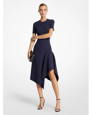 Michael Kors Handkerchief Hem Stretch Wool Dress - Blue