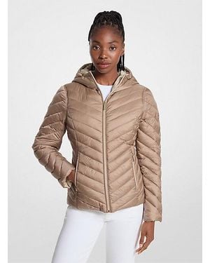 Michael Kors Chevron Logo Print Quilted Nylon Reversible Jacket - Brown