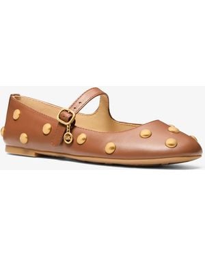 Michael Kors Nellie Flex Studded Leather Ballet Flat - Brown