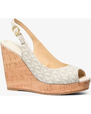 MICHAEL Michael Kors Mk Rosie Signature Logo Wedge Sandal - Natural