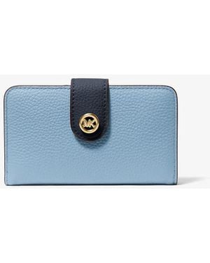 MICHAEL Michael Kors Mk Pop Charm Medium Color-Block Pebbled Leather Logo Wallet - Blue
