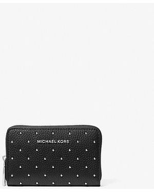 Michael Kors Jet Set Small Studded Pebbled Leather Wallet - White