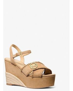 Michael Kors Hannah Suede Platform Sandal - Natural