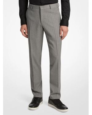 Michael Kors Mk Slim-Fit Pinstripe Stretch Wool Blend Pant - Grey