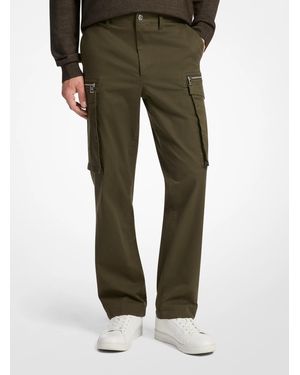 Michael Kors Stretch Cotton Zip Cargo Trousers - Green