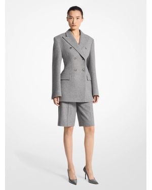 Michael Kors Mk Wool Doeskin Double-Breasted Carved Blazer - Grey