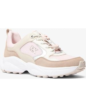 Michael Kors Jett Mixed-Media Sneaker - Natural