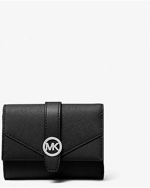 Michael Kors Greenwich Medium Leather Trifold Wallet - Black