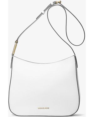 MICHAEL Michael Kors Mk Kensington Large Pebbled Leather Crossbody Bag - White
