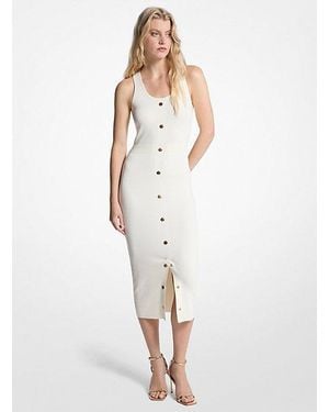 Michael Kors Stretch Viscose Blend Midi Tank Dress - White