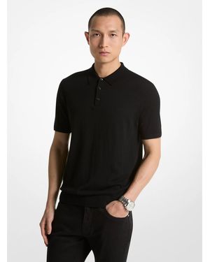 Michael Kors Mk Merino Wool Polo Shirt - Black