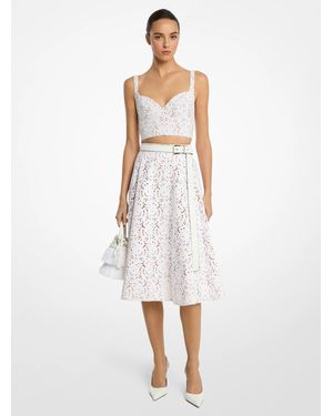 Michael Kors Mk Floral Cotton Eyelet Circle Skirt - White