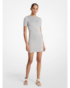 Michael Kors Mk Metallic Viscose Blend Dress - White