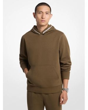 Michael Kors Mk Logo Trim Cotton Blend Hoodie - Green