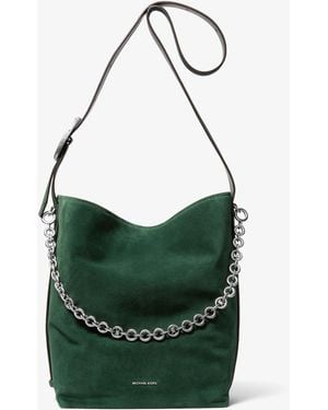MICHAEL Michael Kors Nolita Large Suede Bucket Bag - Green