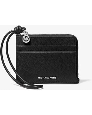 MICHAEL Michael Kors Mk Jet Set Small Pebbled Leather Card Case Wristlet - Black