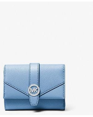 Michael Kors Greenwich Medium Leather Trifold Wallet - Blue