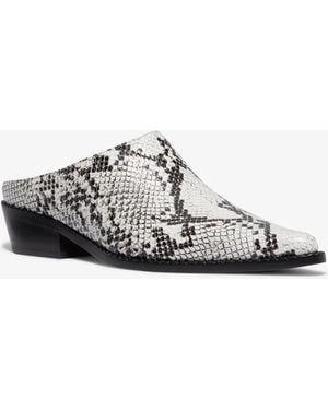 MICHAEL Michael Kors Nash Snake Embossed Leather Mule - White