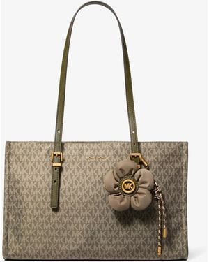 MICHAEL Michael Kors Mk Zadie Medium Printed Logo Tote Bag - Natural