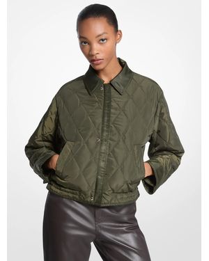 MICHAEL Michael Kors Mk Nylon Cropped Reversible Bomber Jacket - Green