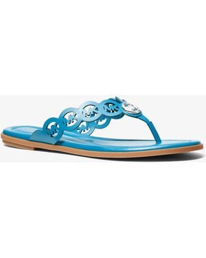MICHAEL Michael Kors Mk Janie Perforated Logo Leather Sandal - Blue