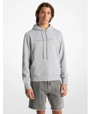 Michael Kors Embossed Logo Cotton Blend Hoodie - Grey