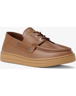 Michael Kors Aiden Leather Boat Shoes - Brown