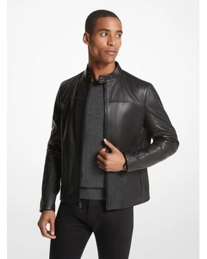 Michael Kors Mk Leather Racer Jacket - Black