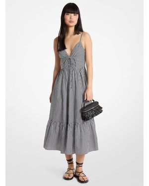 MICHAEL Michael Kors Mkvestido Midi De Algodón A Cuadros - Blanco