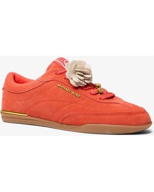 MICHAEL Michael Kors Michael Kors Nolan Embellished Suede Sneaker - Red