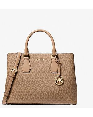 Michael Kors Camille Large Signature Logo Satchel - Natural