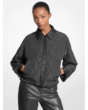 MICHAEL Michael Kors Mk Nylon Cropped Reversible Bomber Jacket - Grey
