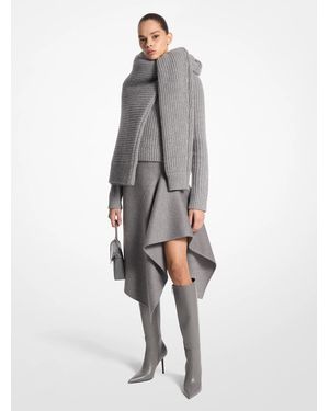 Michael Kors Mk Double Faced Wool Cascade Skirt - Grey