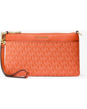 MICHAEL Michael Kors Mk Jet Set Large Signature Logo Convertible Zip Wristlet - Orange
