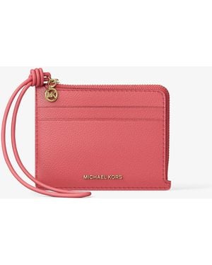 Michael Kors Jet Set Small Pebbled Leather Card Case Wristlet - Pink